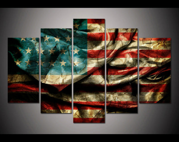 Retro American Flag 5 Piece Luxury Wall Mural - Bachelor Hut