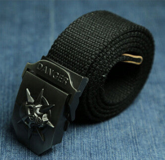 Canvas Belt Metal Skull Tactics Woven Belt - Bachelor Hut