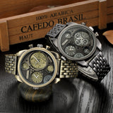 Oulm Black/Gold Steel Quartz Military Watch - Bachelor Hut