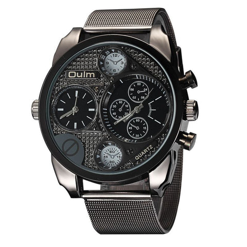 Oulm Black/Gold Steel Quartz Military Watch - Bachelor Hut