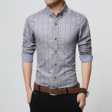 Checkered Slim Fit Long Sleeve Plain Shirt - Bachelor Hut