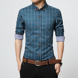 Checkered Slim Fit Long Sleeve Plain Shirt - Bachelor Hut