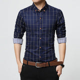 Checkered Slim Fit Long Sleeve Plain Shirt - Bachelor Hut