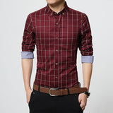 Checkered Slim Fit Long Sleeve Plain Shirt - Bachelor Hut