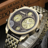 Oulm Black/Gold Steel Quartz Military Watch - Bachelor Hut